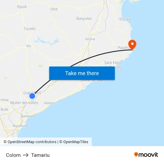Colom to Tamariu map