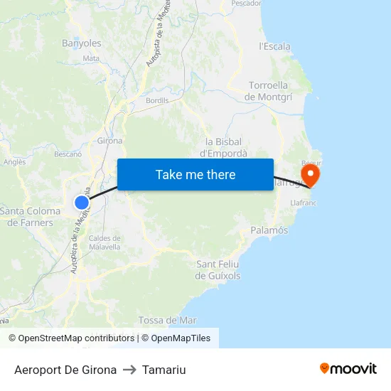 Aeroport De Girona to Tamariu map