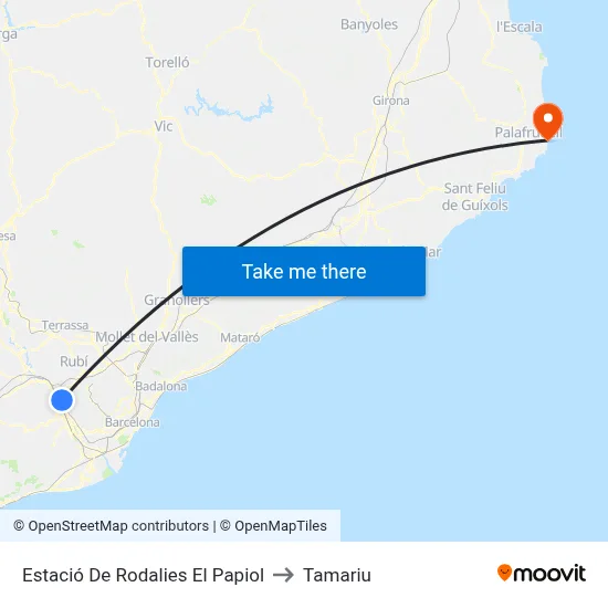 Estació De Rodalies El Papiol to Tamariu map
