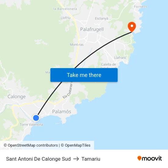 Sant Antoni De Calonge Sud to Tamariu map