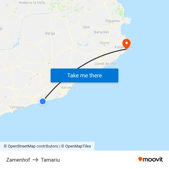 Zamenhof to Tamariu map