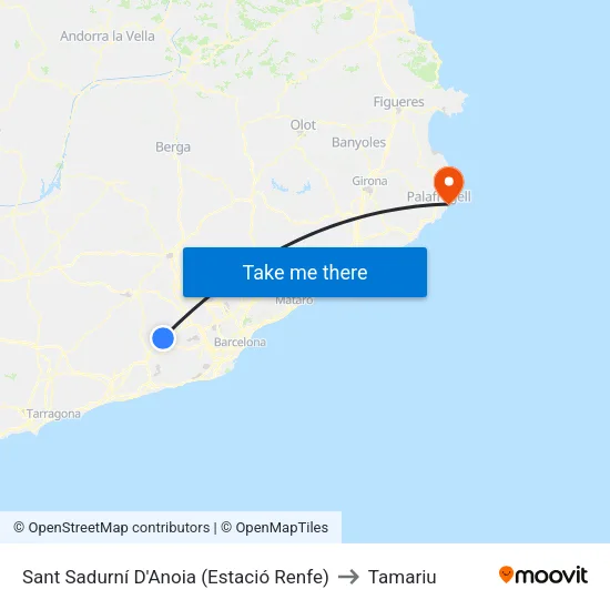 Sant Sadurní D'Anoia (Estació Renfe) to Tamariu map