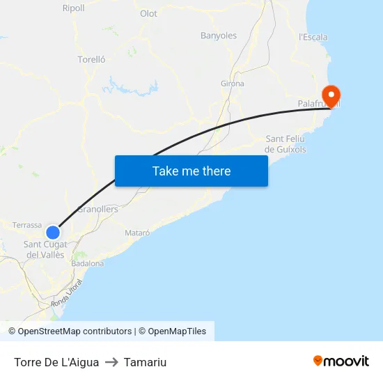 Torre De L'Aigua to Tamariu map
