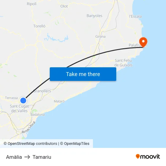 Amàlia to Tamariu map