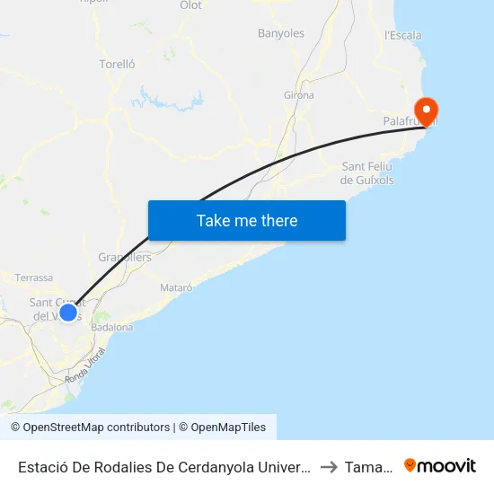 Estació Rodalies Cerdanyola Universitat to Tamariu map