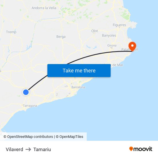 Vilaverd to Tamariu map