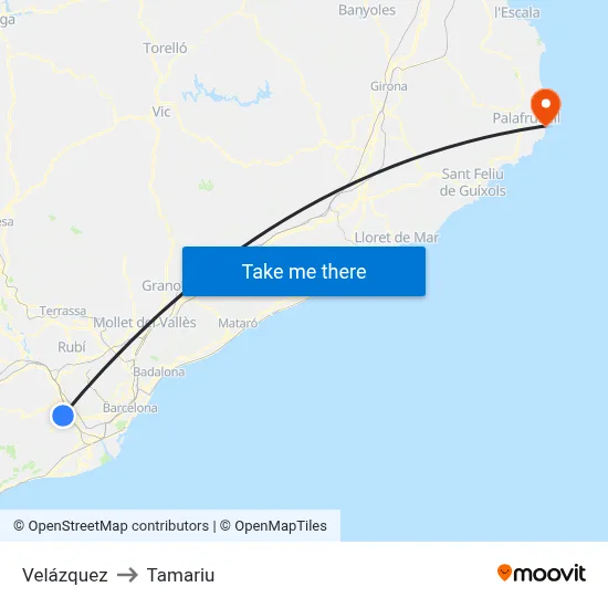 Velázquez to Tamariu map