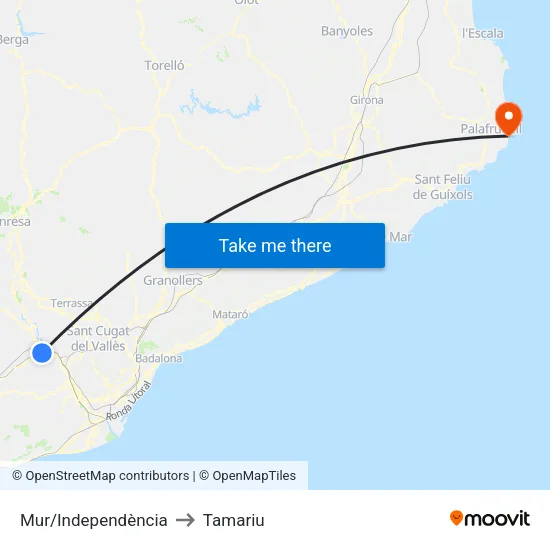 Mur - Independència to Tamariu map