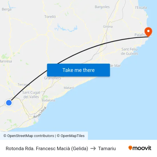 Rotonda Rda. Francesc Macià (Gelida) to Tamariu map