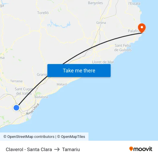 Claverol - Santa Clara to Tamariu map