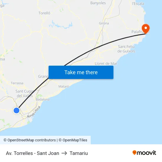 Av. Torrelles - Sant Joan to Tamariu map