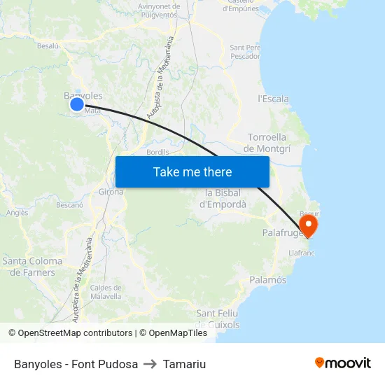 Banyoles - Font Pudosa to Tamariu map