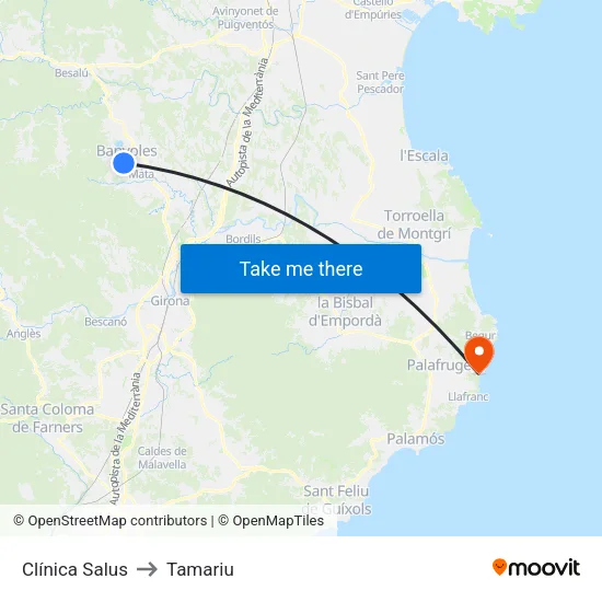 Clínica Salus to Tamariu map