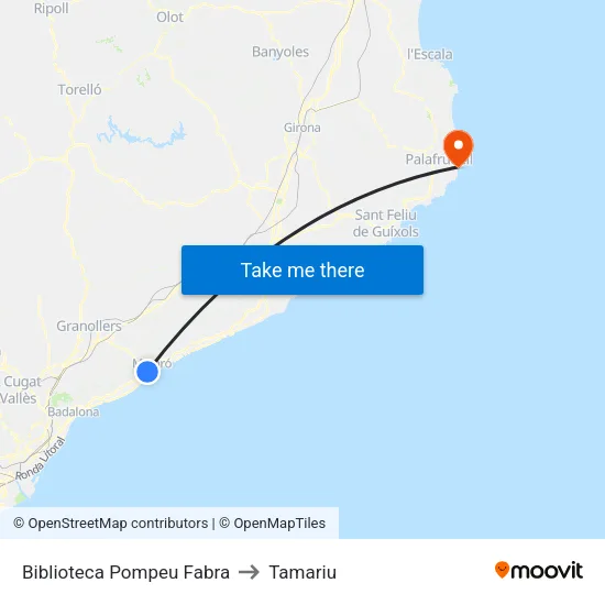 Biblioteca Pompeu Fabra to Tamariu map