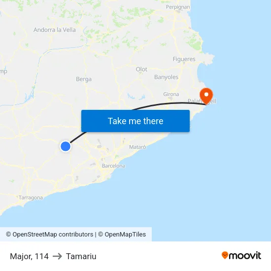 Major, 114 to Tamariu map