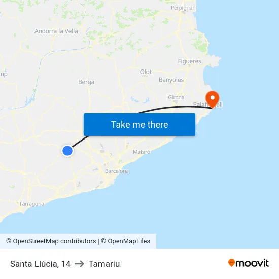 Santa Llúcia, 14 to Tamariu map