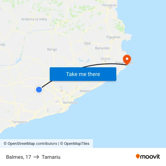 Balmes, 17 to Tamariu map