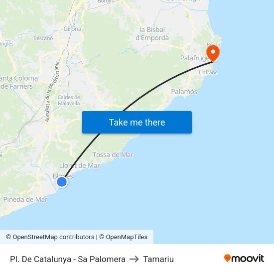 Pl. De Catalunya - Sa Palomera to Tamariu map