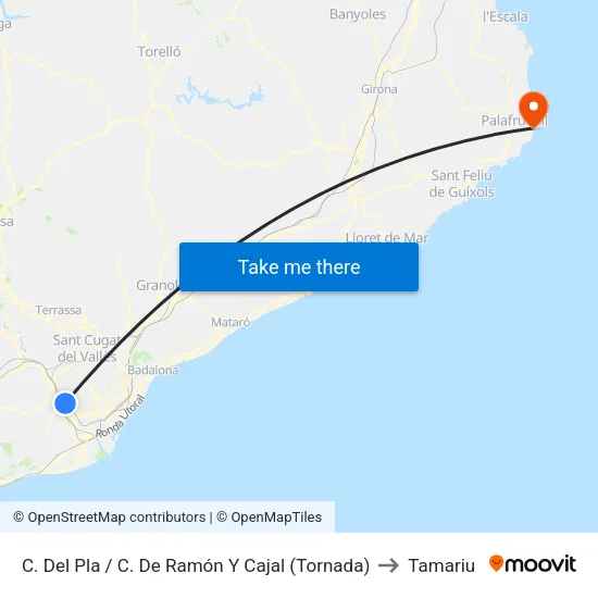 C. Del Pla / C. De Ramón Y Cajal (Tornada) to Tamariu map