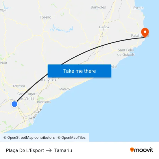 Plaça De L'Esport to Tamariu map