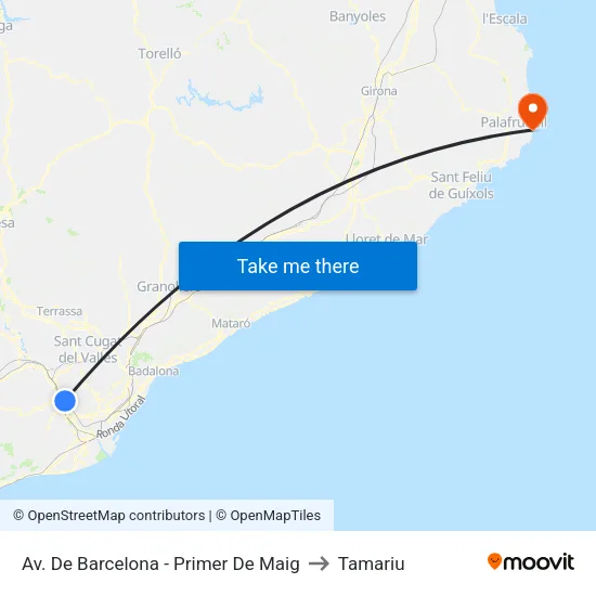Av. De Barcelona - Primer De Maig to Tamariu map