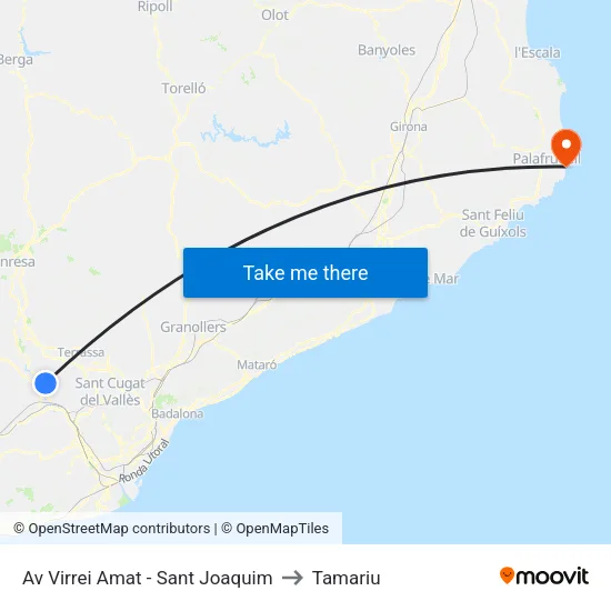 Av Virrei Amat - Sant Joaquim to Tamariu map
