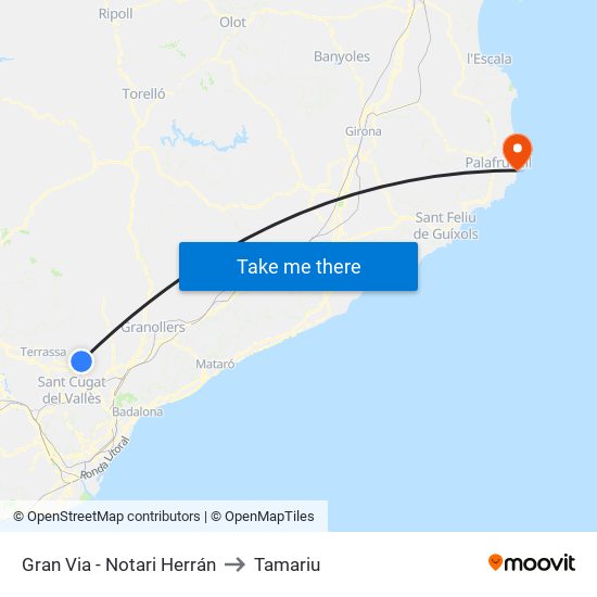 Gran Via - Notari Herrán to Tamariu map