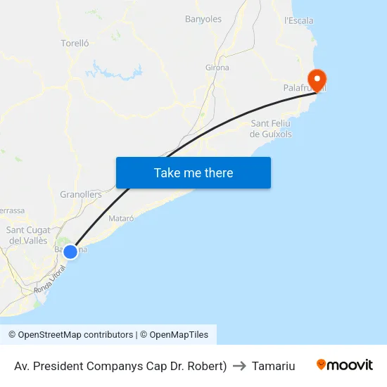 Av. President Companys Cap Dr. Robert) to Tamariu map