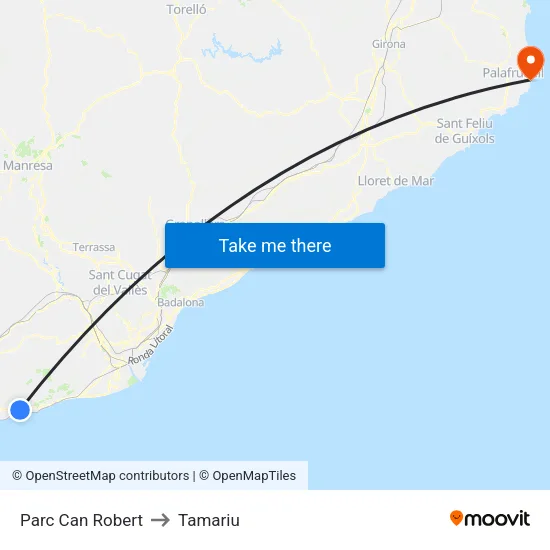 Parc Can Robert to Tamariu map