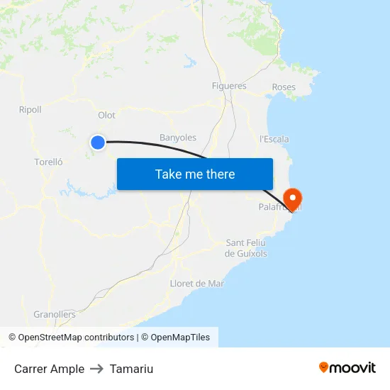 Carrer Ample to Tamariu map