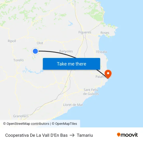 Cooperativa De La Vall D'En Bas to Tamariu map