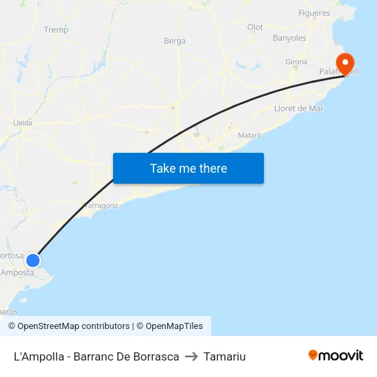 L'Ampolla - Barranc De Borrasca to Tamariu map