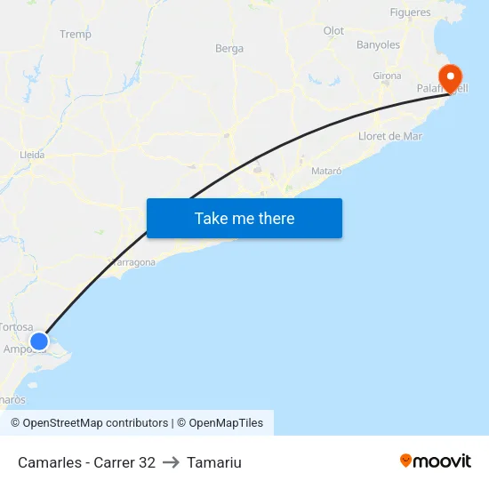 Camarles - Carrer 32 to Tamariu map