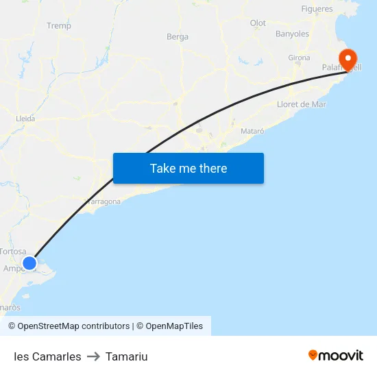 Ies Camarles to Tamariu map