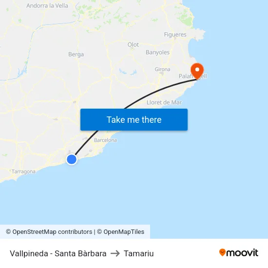 Vallpineda - Santa Bàrbara to Tamariu map