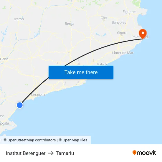 Institut Berenguer to Tamariu map