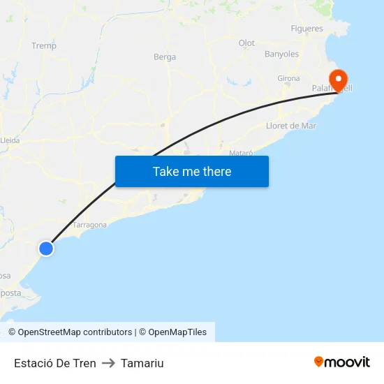Estació De Tren to Tamariu map