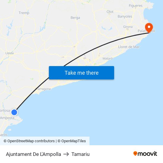 Ajuntament De L'Ampolla to Tamariu map