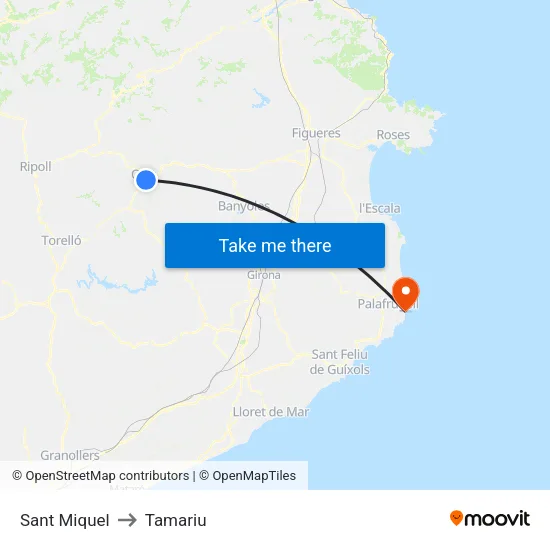 Sant Miquel to Tamariu map
