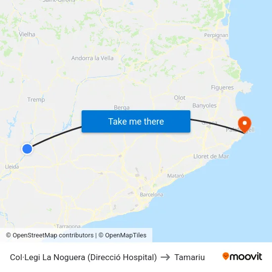 Col·Legi La Noguera (Direcció Hospital) to Tamariu map