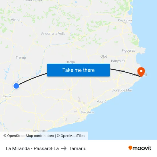 La Miranda - Passarel·La to Tamariu map