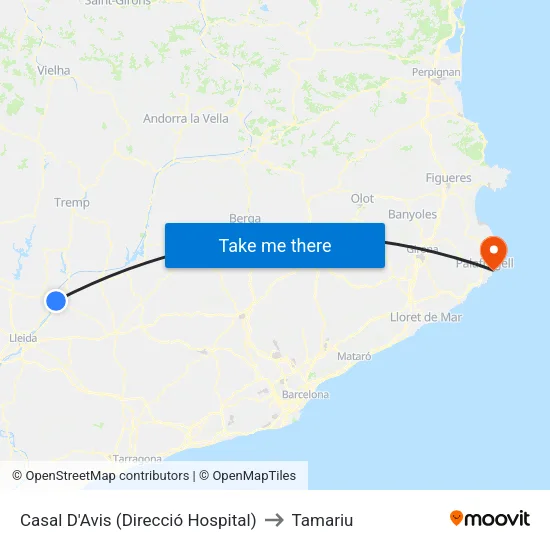 Casal D'Avis (Direcció Hospital) to Tamariu map
