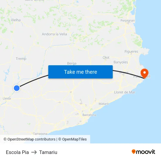Escola Pia to Tamariu map
