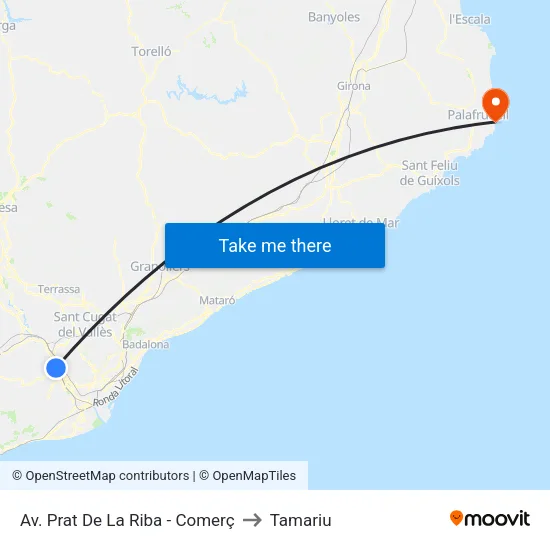 Av. Prat De La Riba - Comerç to Tamariu map