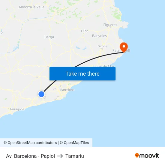 Av. Barcelona - Papiol to Tamariu map