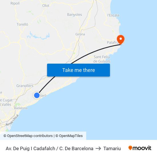 Av. De Puig I Cadafalch / C. De Barcelona to Tamariu map
