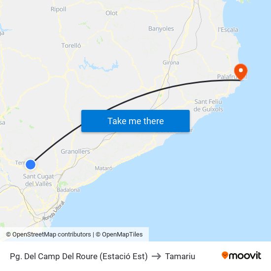 Pg. Del Camp Del Roure (Estació Est) to Tamariu map