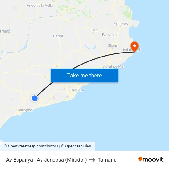 Av Espanya - Av Juncosa (Mirador) to Tamariu map