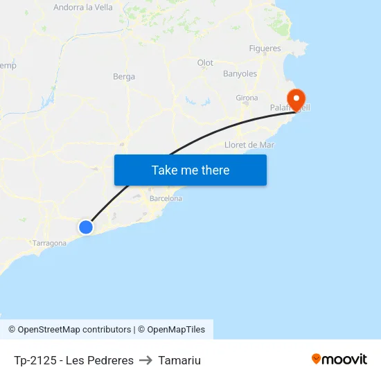 Tp-2125 - Les Pedreres to Tamariu map