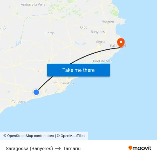 Saragossa (Banyeres) to Tamariu map